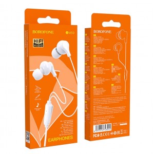 Наушники внутриканальные Borofone BM59 Collar universal earphone with mic (White)