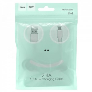 Кабель USB - микро USB HOCO X13 Easy, 1.0м, круглый, 2.4A, силикон, цвет: белый