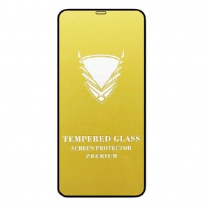 Стекло защитное  iPhone 12/12 Pro, глянцевое, полный клей, цвет: чёрный, в техпаке