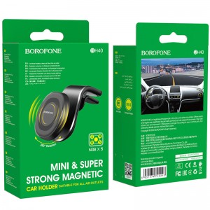 Держатель автомобильный Borofone, BH40 Kyle air outlet magnetic car holder (black)