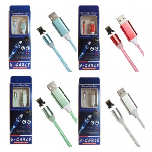 Кабель USB 360 LED Lightning 1000mm Разные цвета (магнитный 360 градусов)
