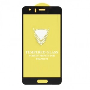 Стекло защитное  для HUAWEI Honor 9,  глянцевое, полный клей, цвет: чёрный, в техпаке