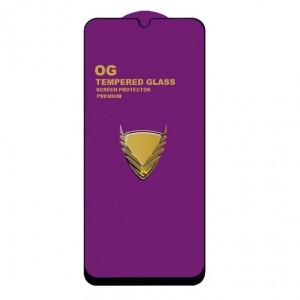 Стекло защитное  для Samsung A31/A32 (4G)/A33 (5G)/M32, глянцевое, полный клей, цвет: чёрный, в техпаке