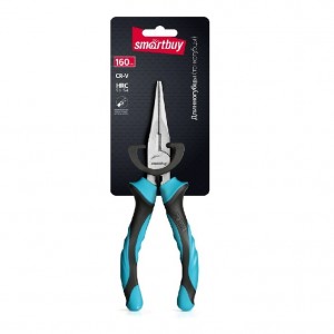 Длинногубцы (тонкогубцы) 160мм, 2х-комп. рукоятка, СR-V сталь, HRC>51, Smartbuy Tools/60