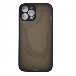 Чехол силиконовый матовый с цветными краями и защитой камеры для iPhone 12 Pro (6.1), синий (П-19)