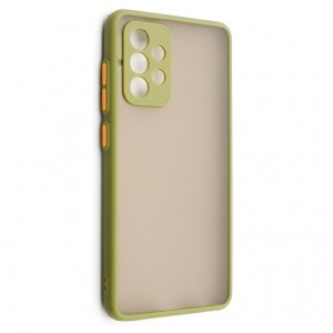 Чехол силиконовый матовый с цветными краями и защитой камеры для Samsung Galaxy A52, зеленый (П-19)