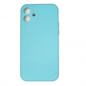 Чехол силиконовый soft touch для iPhone 12 (6.1) (с бархатом внутри), в техпаке, бирюзовый (П-19)