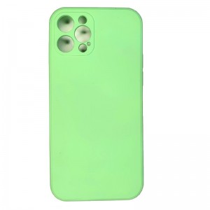 Чехол силиконовый soft touch для iPhone 12 Pro Max (6.7) (с бархатом внутри), в техпаке, салатовый (П-19)