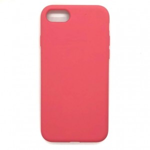 Чехол силиконовый без бренда для для iPhone 7/8, тонкий, непрозрачный, матовый, цвет: коралловый (П-19)