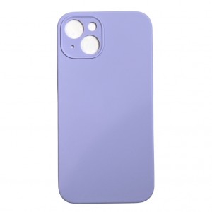 Накладка силиконовая матовая с бархатом внутри и защитой камеры для iPhone 13 mini , в техпаке, бледно-лиловый