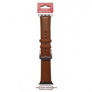 Ремешок для APPLE Watch 42-45mm глянцевый (Эко-кожа), цвет: коричневый (П-19)