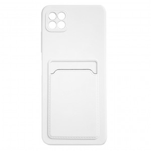 Чехол силиконовый матовый с визитницей и защитой камеры для Samsung Galaxy A22S (5G)/A22 (5G), белый
