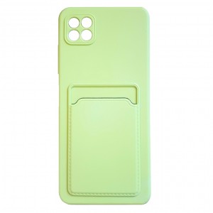 Чехол силиконовый матовый с визитницей и защитой камеры для Samsung Galaxy A22S (5G)/A22 (5G), фисташковый