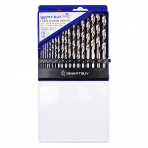 Набор 19 сверл по металлу, D от 1 до 10 мм с шагом 0.5 мм, до HRC62, кейс Smartbuy tools/30