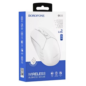 Мышь беспроводная Borofone, BG5, 1600dpi, 4 кнопки, USB, цвет: белый