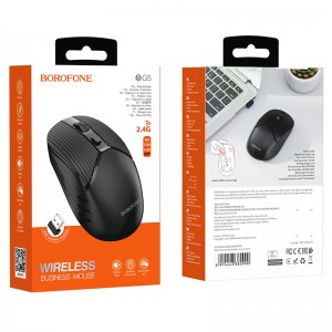 Мышь беспроводная Borofone, BG5, 1600dpi, 4 кнопки, USB, цвет: чёрный