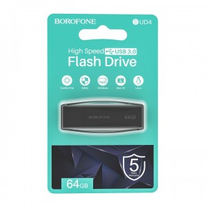 Флеш-накопитель 64Gb Borofone BUD4, USB 3.0, пластик, цвет: черный