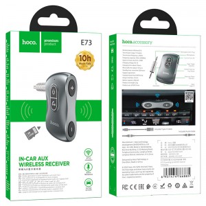 Ресивер HOCO E73, пластик, Bluetooth, AUX, TF, микрофон, цвет: чёрный