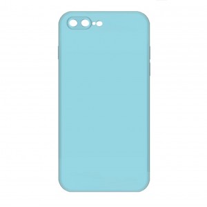 Чехол силиконовый матовый с бархатом внутри и защитой камеры для iPhone 7 Plus/8 Plus, в техпаке, цвет: бирюзовый