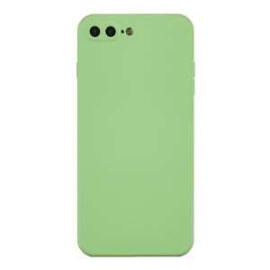 Чехол силиконовый матовый с бархатом внутри и защитой камеры для iPhone 7 Plus/8 Plus, в техпаке, цвет: салатовый
