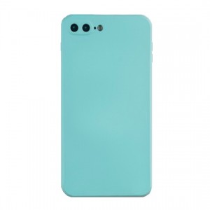 Чехол силиконовый матовый с бархатом внутри и защитой камеры для iPhone 7 Plus/8 Plus, в техпаке, цвет: ментоловый