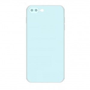 Чехол силиконовый матовый с бархатом внутри и защитой камеры для iPhone 7 Plus/8 Plus, в техпаке, цвет: небесно-голубой