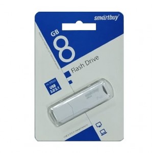 Флеш-накопитель 8GB CLUE SmartBuy, USB 3.1 пластик, белый