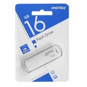 Флеш-накопитель 16GB CLUE SmartBuy, USB 3.1 пластик, белый