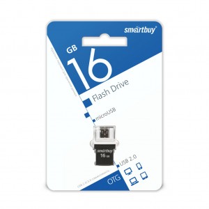 Флеш-накопитель 16GB OTG POKO series SmartBuy, USB 2.0 пластик, черный