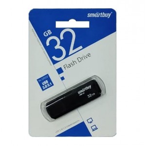 Флеш-накопитель 32GB CLUE SmartBuy, USB 3.1 пластик, черный