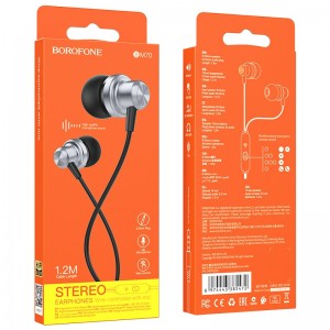 Наушники внутриканальные Borofone BM70, Rich, цвет: серый