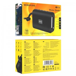 Колонка портативная Borofone, BR18, Beyond, пластик, Bluetooth, FM, AUX, microSD, цвет: черный