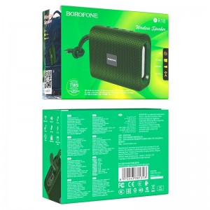 Колонка портативная Borofone, BR18, Beyond, пластик, Bluetooth, FM, AUX, microSD, цвет: темно зеленый