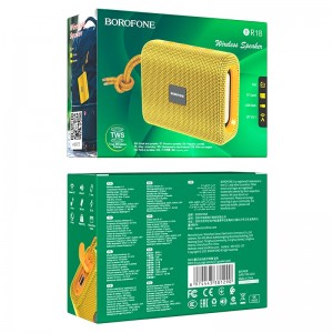Колонка портативная Borofone, BR18, Beyond, пластик, Bluetooth, FM, AUX, microSD, цвет: золотой
