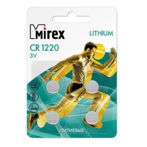 Батарейка Mirex CR1220-4BL Lithium, 3В, (4/216/648)