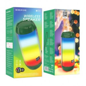 Колонка портативная Borofone, BR25, пластик, Bluetooth, FM, AUX, microSD, цвет: зеленый