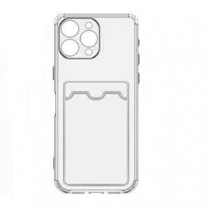 Накладка силиконовая с визитницей и защитой камеры для iPhone 13 Pro Max, прозрачно-черный