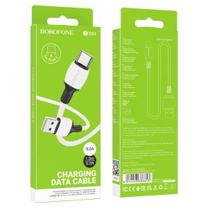 Кабель USB - Type-C Borofone BX84, 1.0м, круглый, 3A, силикон, цвет: белый