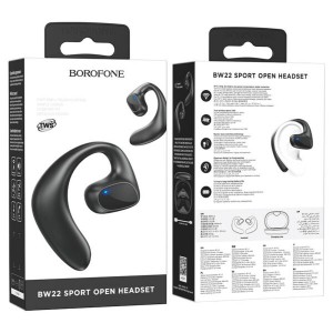 Наушники внутриканальные Borofone BW22, пластик, силикон, микрофон, bluetooth 5.1, цвет: чёрный