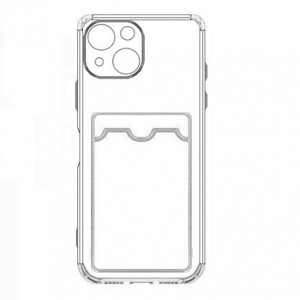 Накладка силиконовая с визитницей и защитой камеры для iPhone 14 (6.1), прозрачный