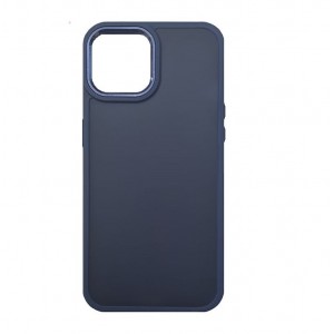 Накладка с силиконовыми краями для iPhone 14 Plus (6.7) прозрачно-матовая, темно-синий