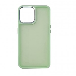 Накладка с силиконовыми краями для iPhone 14 Pro Max (6.7) прозрачно-матовая, мятный