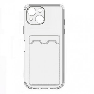 Накладка силиконовая с визитницей и защитой камеры для iPhone 14 Plus (6.7), прозрачно-черный