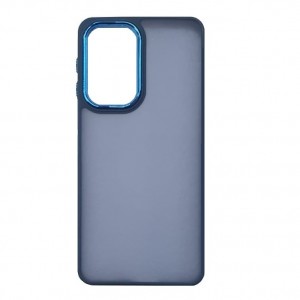 Накладка пластиковая с силиконовыми краями прозрачно-матовая для Samsung Galaxy A23 (4G), темно-синий