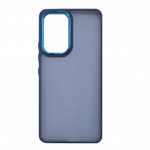 Накладка пластиковая с силиконовыми краями прозрачно-матовая для Samsung Galaxy A53 (5G), темно-синий