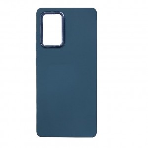 Накладка силиконовая матовая с бархатом внутри и усиленной защитой камеры для Samsung Galaxy A52 , в техпаке, синий