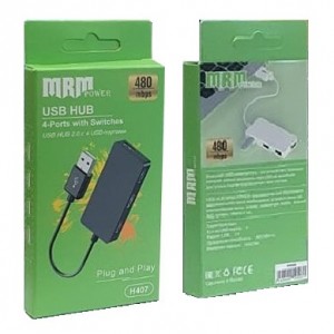 USB-разветвитель (Хаб) H407 4USB Ports 2.0, цвет: черный