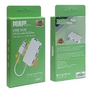 USB-разветвитель (Хаб) H407 4USB Ports 2.0, цвет: белый