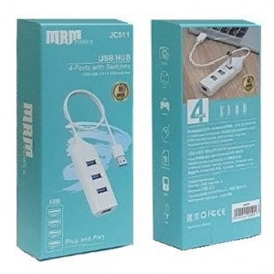 USB-разветвитель (Хаб) JC511 4USB Ports 2.0, цвет: белый