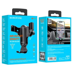 Держатель автомобильный Borofone, BH74, на воздуховод, 4.7-7", черный